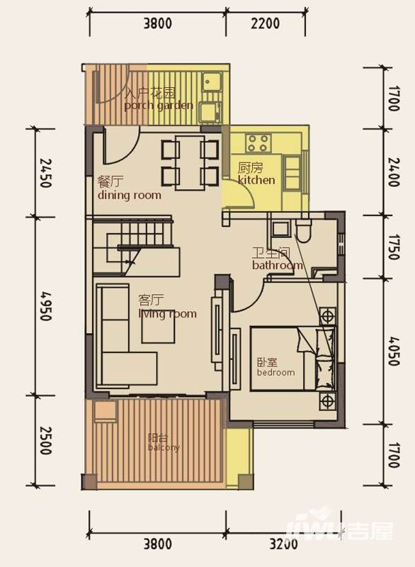 四季南山普通住宅66㎡户型图