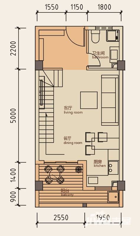 四季南山普通住宅46㎡户型图