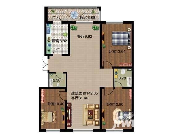 北山名苑普通住宅142.7㎡户型图