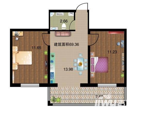 北山名苑普通住宅69.4㎡户型图