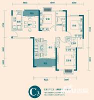 东津世纪城3室2厅2卫127㎡户型图