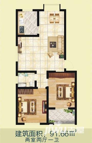 中原花园三期普通住宅91.7㎡户型图