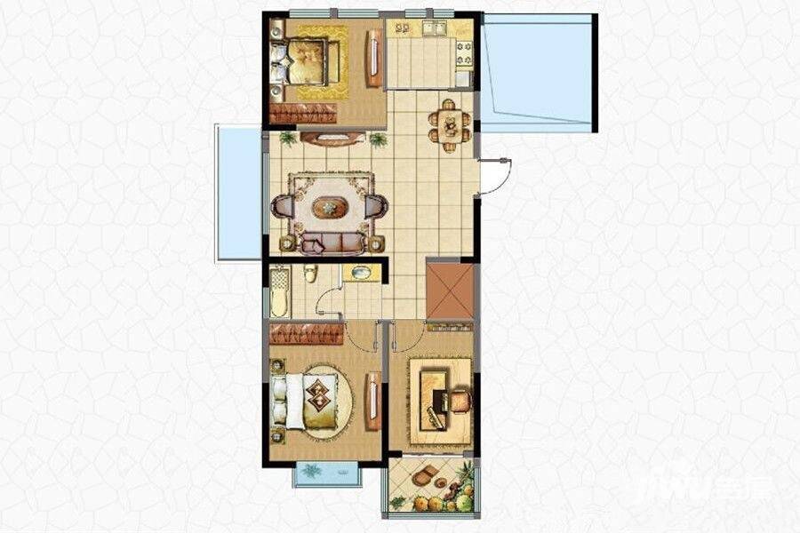 秀逸苏杭东苑3室2厅1卫110㎡户型图