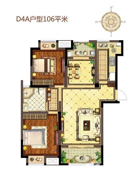 宝汇城潮寓、宝汇城V-HOUS2室2厅1卫106㎡户型图