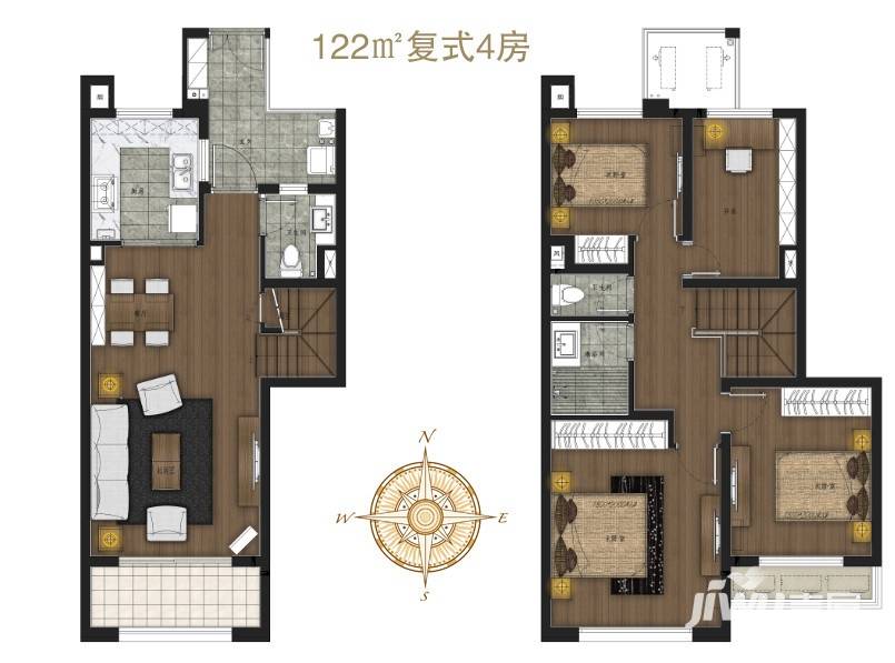 万科信成道4室2厅2卫122㎡户型图