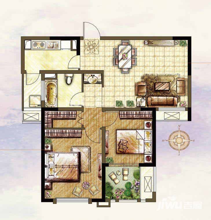 世茂首府普通住宅89㎡户型图