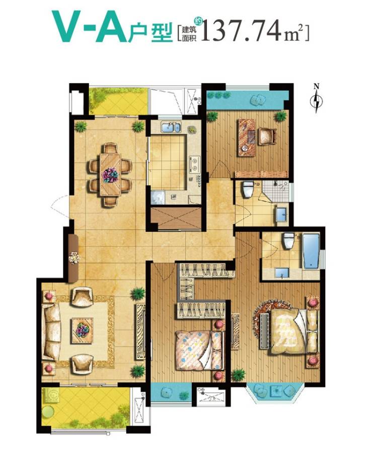 复地公园城邦普通住宅137.7㎡户型图