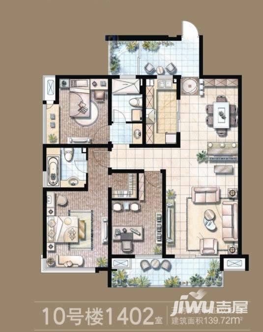 复地公园城邦普通住宅139.7㎡户型图