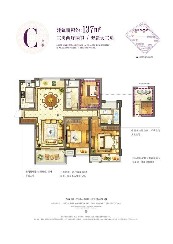 九龙仓碧玺普通住宅137㎡户型图