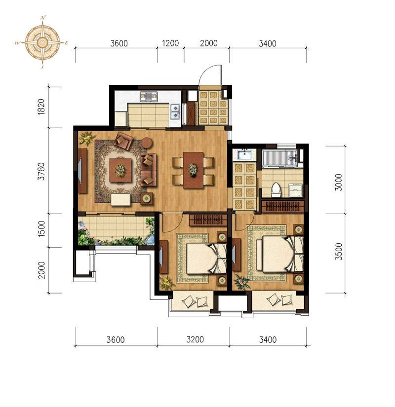 九龙仓玺园普通住宅90㎡户型图