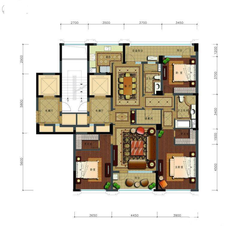 绿城玉兰花园普通住宅169.2㎡户型图