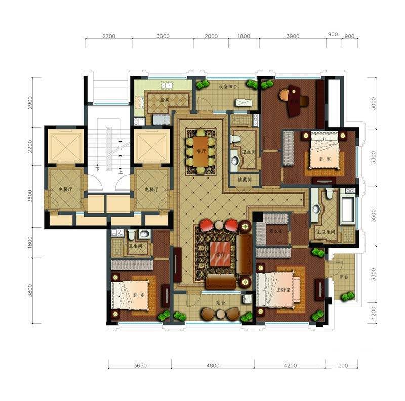 绿城玉兰花园4室2厅3卫196.6㎡户型图