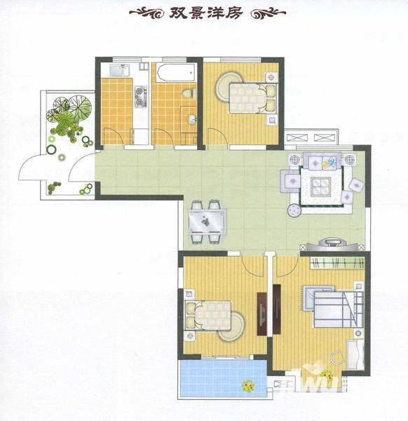 富城湾3室2厅1卫116㎡户型图