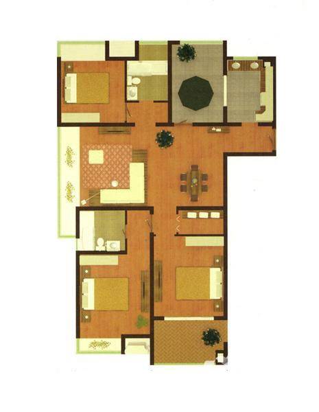 华仁凤凰城3室2厅2卫141㎡户型图