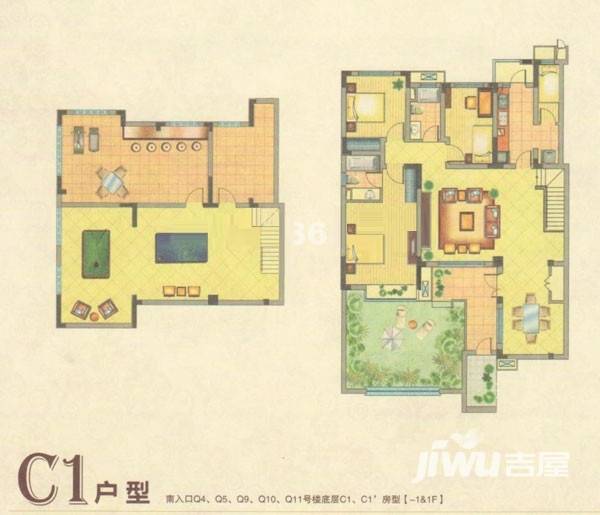 宝龙香槟湖4室2厅2卫145㎡户型图