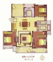 紫金伴山3室2厅2卫147㎡户型图