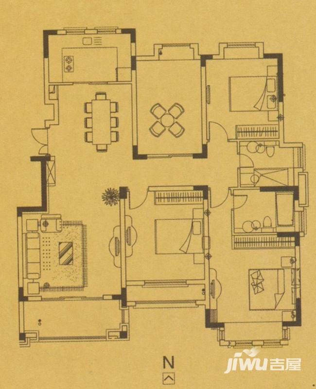 紫金伴山3室2厅2卫142㎡户型图