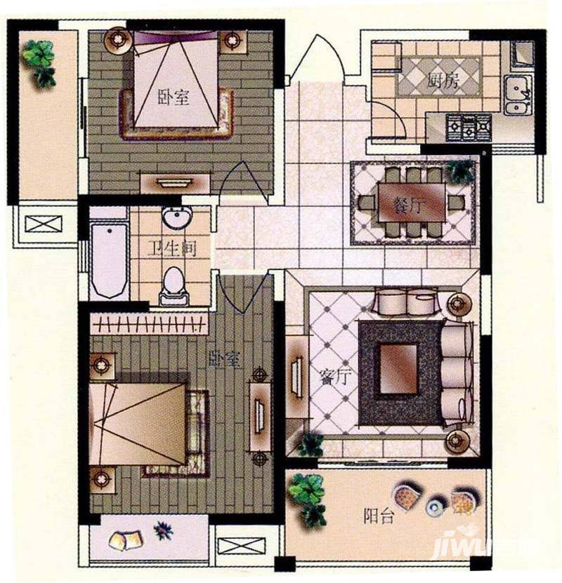 观山名筑普通住宅88.5㎡户型图