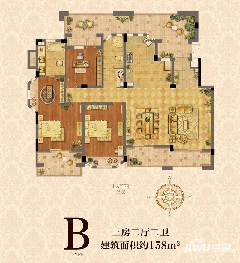 融创亚美利加普通住宅158㎡户型图