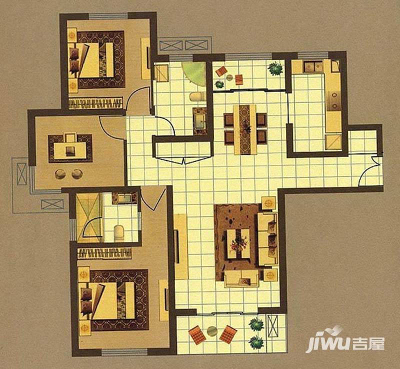 东城中央府1室1厅1卫75㎡户型图