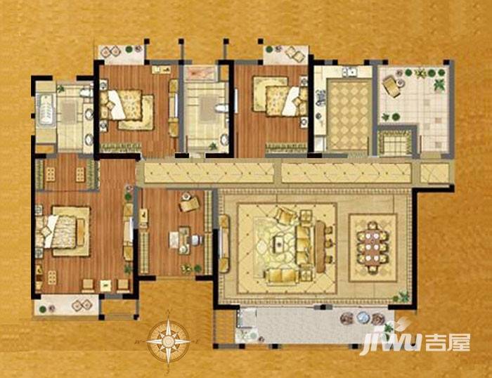 融绿熙园4室2厅2卫173㎡户型图