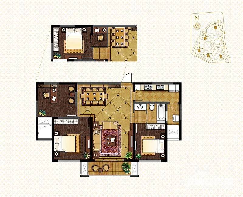 融绿熙园3室2厅1卫112㎡户型图