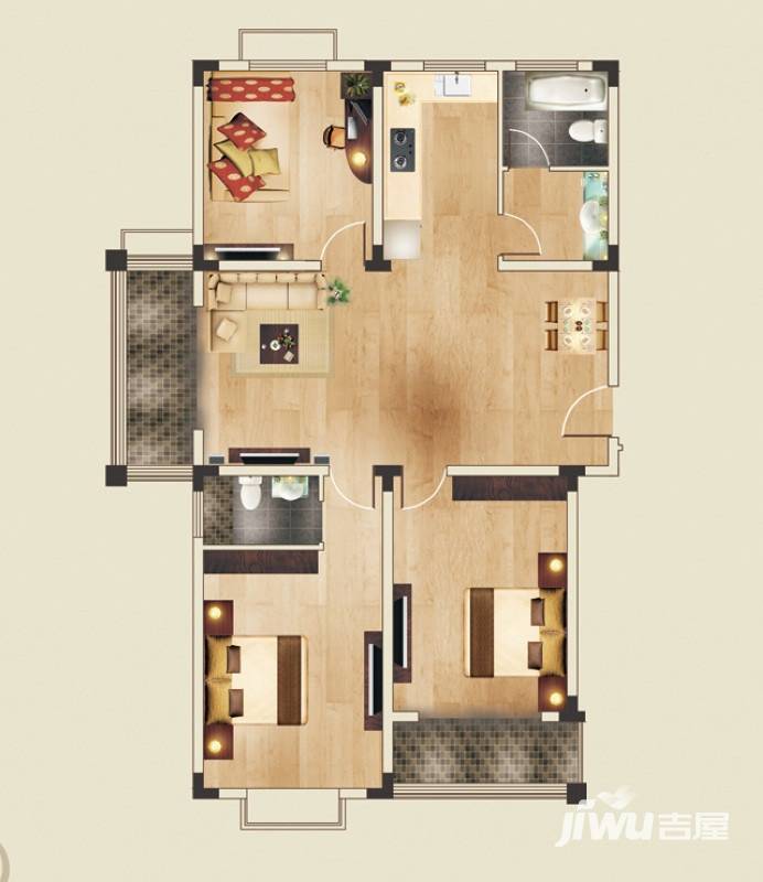 泾和苑3室2厅2卫120㎡户型图