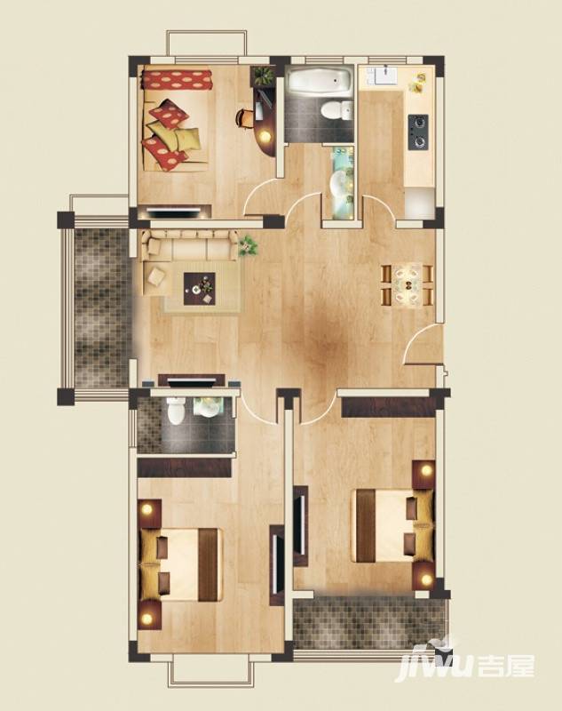 泾和苑3室2厅2卫120㎡户型图