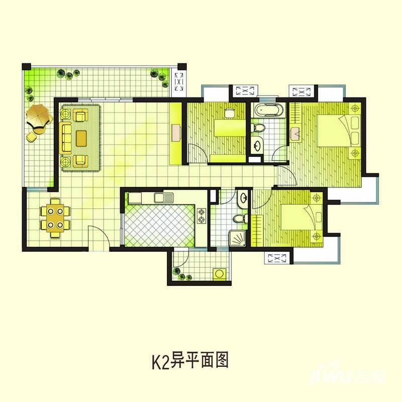 国信世家3室2厅2卫136.1㎡户型图