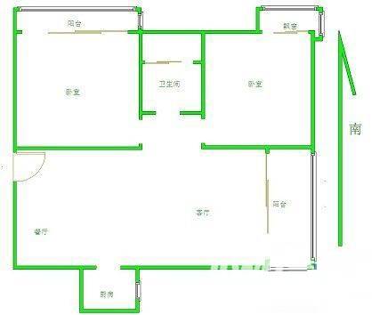 国信世家2室2厅1卫102㎡户型图