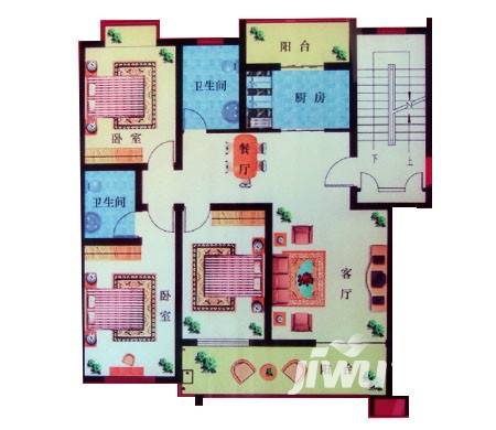 心怡佳苑3室2厅2卫户型图