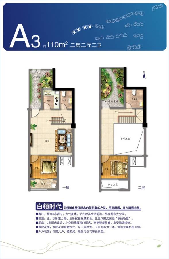 志高国际普通住宅110㎡户型图