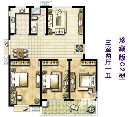 恒基富丽东方普通住宅98.4㎡户型图