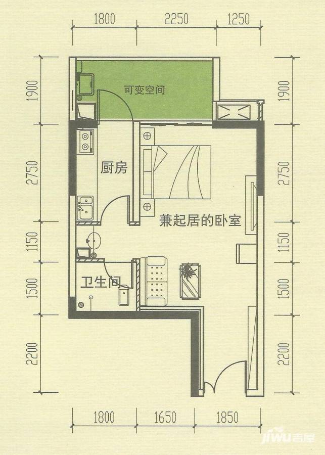 东湖尚嶺普通住宅42.9㎡户型图