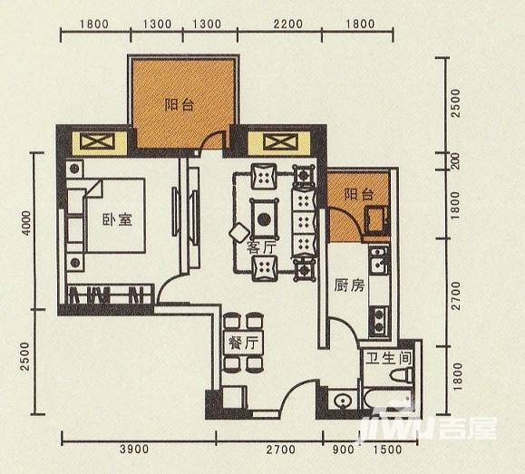 东湖尚嶺普通住宅56.8㎡户型图