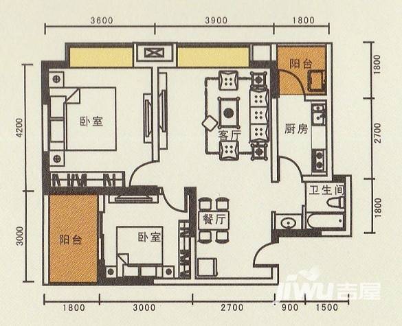 东湖尚嶺普通住宅74.2㎡户型图