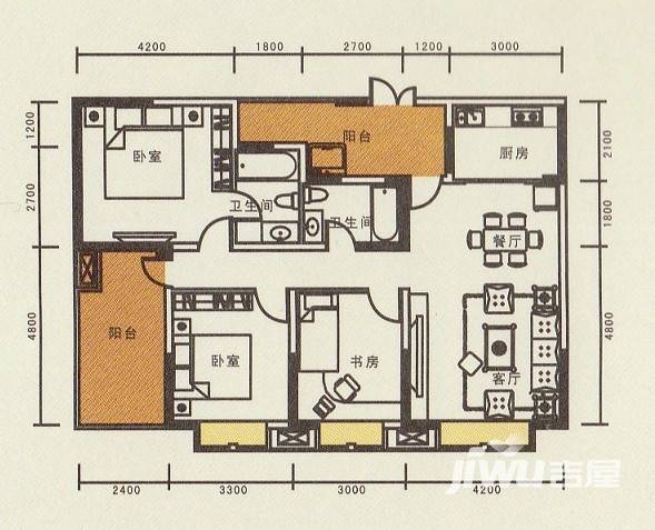 东湖尚嶺3室2厅2卫121㎡户型图