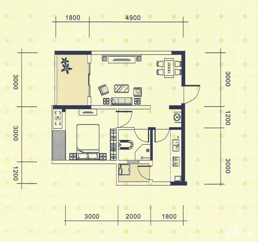 翰城国际普通住宅50㎡户型图