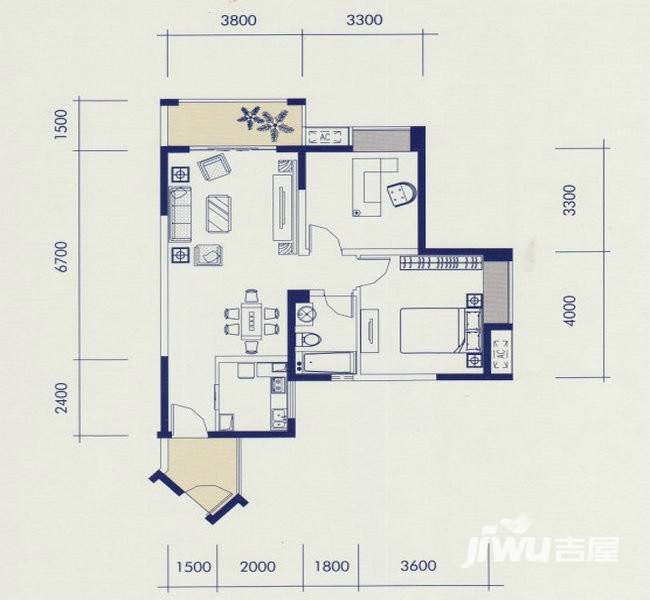 翰城国际普通住宅87.3㎡户型图