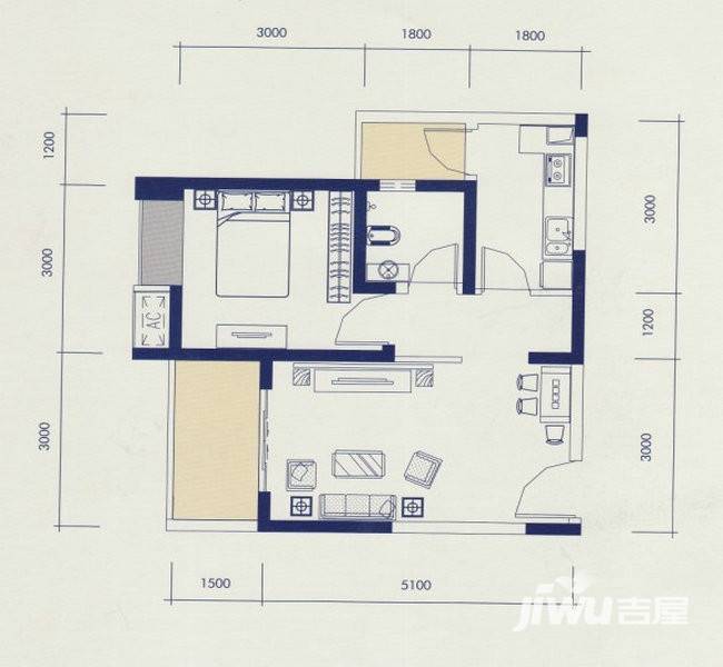 翰城国际普通住宅48.2㎡户型图