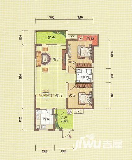 龙湾上城2室2厅1卫户型图