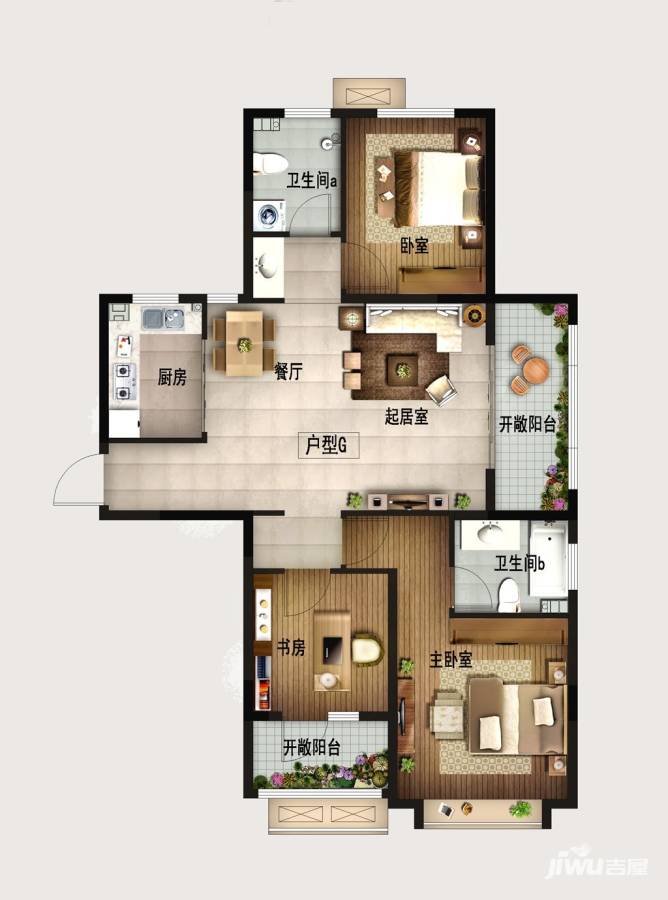 蓝泰海乐府3室2厅2卫110㎡户型图