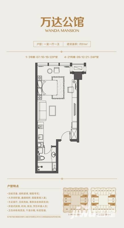 青岛东方影都普通住宅51㎡户型图