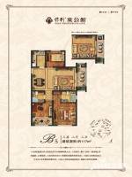 保利叶公馆3室2厅2卫117㎡户型图