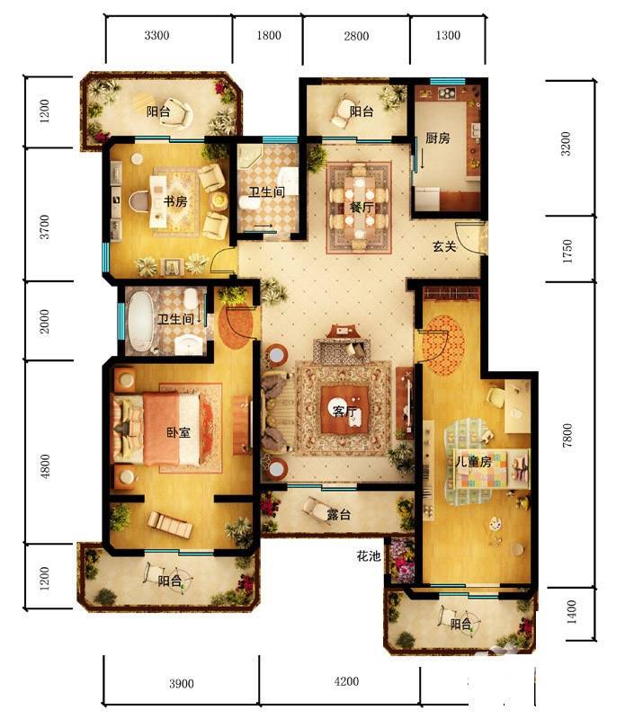 千禧国际村二期普通住宅141.5㎡户型图