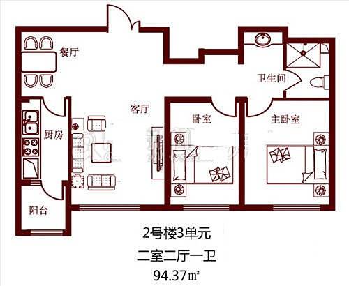 科润城普通住宅94.4㎡户型图