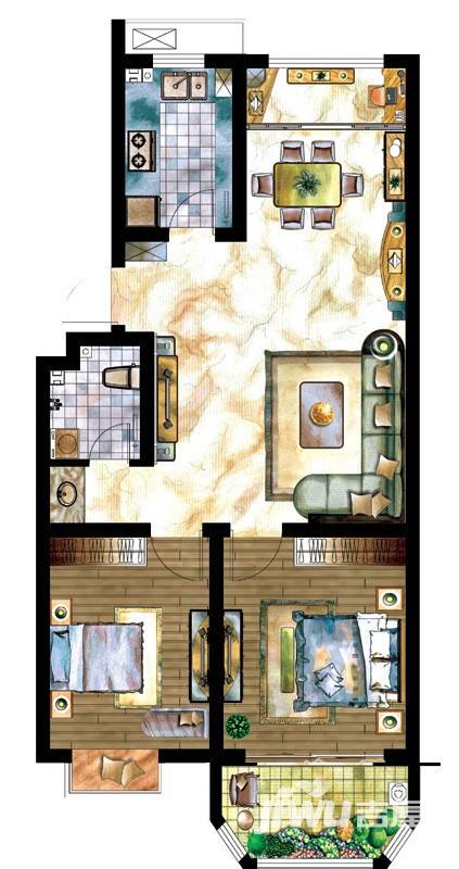 风情蓝岸普通住宅82.9㎡户型图