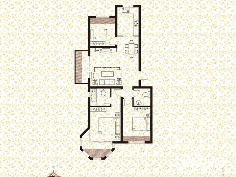 信旭启翰苑3室2厅1卫106㎡户型图