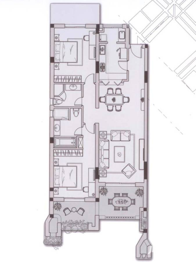 恒大悦珑台普通住宅135.8㎡户型图