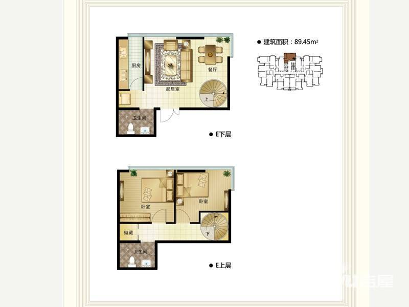 皇冠国际普通住宅89.5㎡户型图